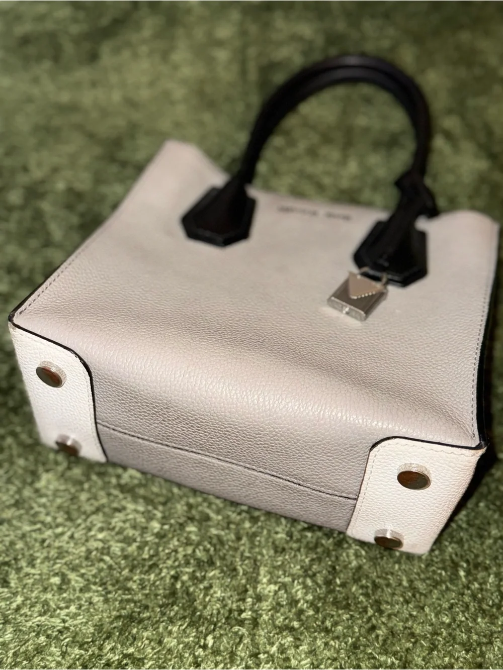 Michael Kors Pebbled Satchel in Light Taupe